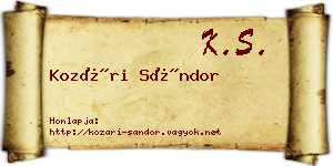 Kozári Sándor névjegykártya